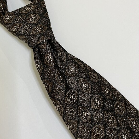 Robert Talbott  Nordstrom Silk Black And Gold Geometric Necktie  3.75" x 59" - Picture 1 of 8